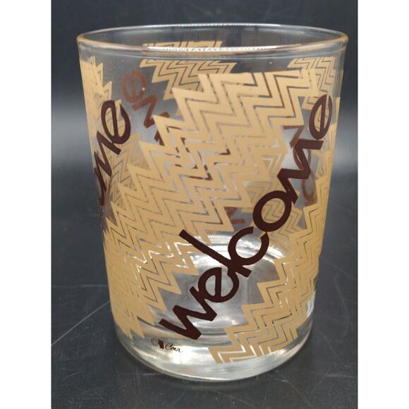 Vintage Cera "Welcome" Mid-Century Lowball Glasses – Set of 4 - Picture 4 of 7